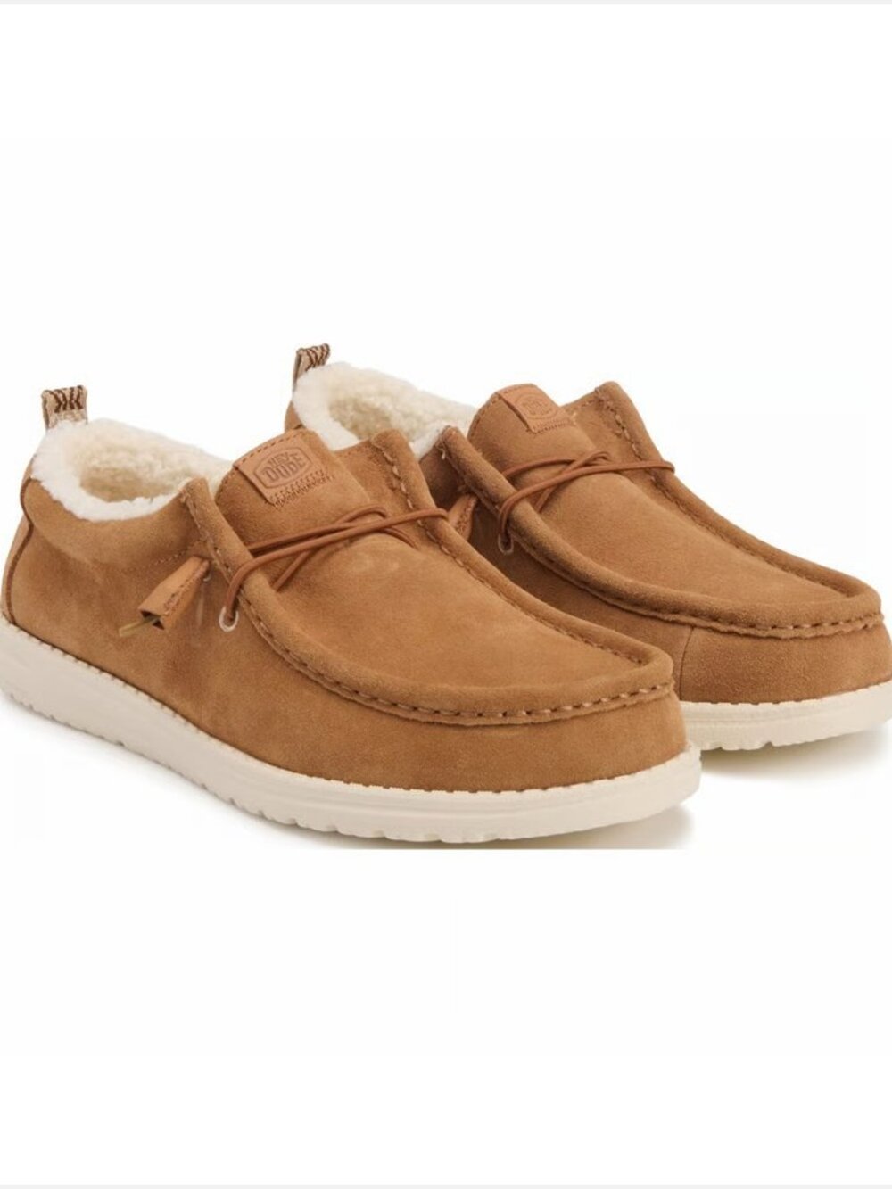 Hey Dude Wally Tan Suede Shearling Casual Loafers Men US 9